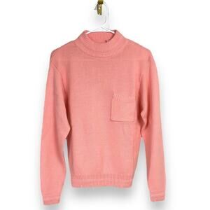 Vintage soft pink 80s style American Weekend Sweater with pocket size Small